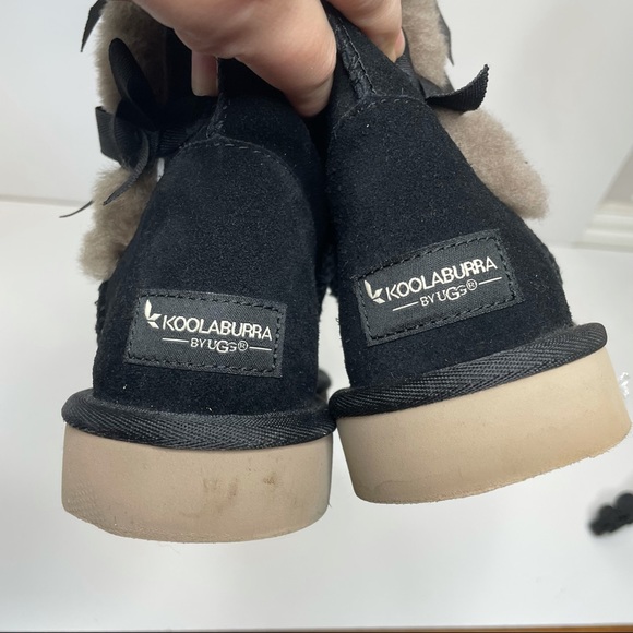 UGG Koolaburra Victoria Black Bow Accent Sheepskin Suede Furry Winter Boots 7 - Picture 7 of 13